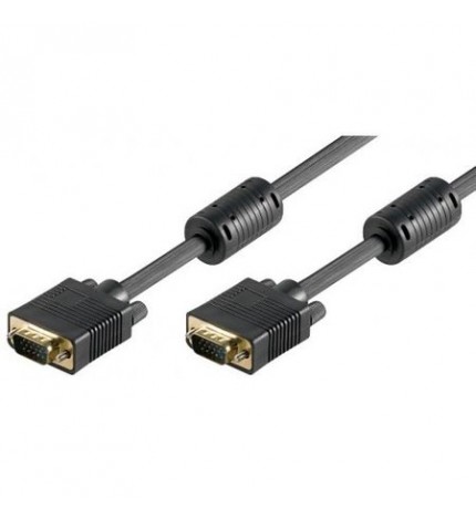 Cablu VGA 15 pini tata la 15 pini tata, 10m, 2x ecranat, cu ferita, contacte aurite