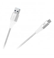 Cablu USB - micro USB Rebel 50 cm, alb, RB-6000-050-W
