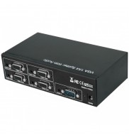 Splitter VGA activ, alimentator inclus , 4 porturi, 1 intrare - 4 iesiri , TECHLY, negru, IDATA VSP-0104