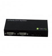 Splitter DVI cu functie de amplificator, pana la 10m, 4 porturi, 1 intrare - 4 iesiri, TECHLY , Full HD @ 60Hz, ICKV104DTY
