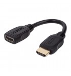 Cablu adaptor HDMI tata -  HDMI mama, 15CM, MANHATTAN, Negru , ICOC HDMI2-4-EXT002M