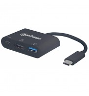 Convertor Multiport USB-C la HDMI, USB-A, USB PD,  Manhattan, Negru, IADAP USB31-HDMIP, 152037