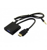Cablu adaptor convertor HDMI tata la VGA mama, cu sunet , Negru