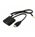 Cablu adaptor convertor HDMI tata la VGA mama, cu sunet , Negru