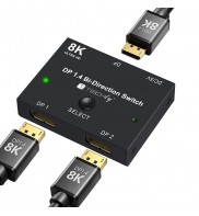 Switch DisplayPort, biderectional, doua cai, 8K@30Hz, DP1.4, Techly, IDATA DP-2DP-8KT